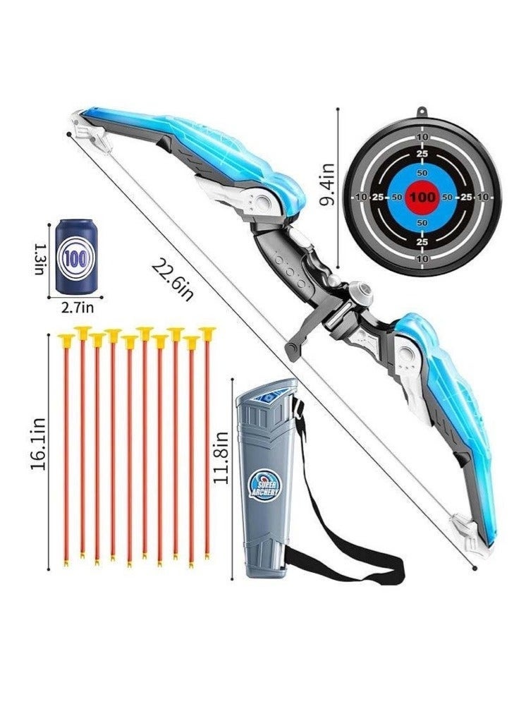 Arabest Kids Bow and Arrow Set, LED Light Up Archery Toy Set with 10 Suction Cup Arrows, Target and Quiver, Indoor and Outdoor Toys for Children Boys Girls - Image 2